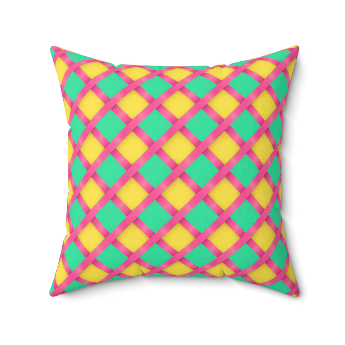 Broad Gold Diamond Trellis Faux Suede Cushion – Candy Christmas