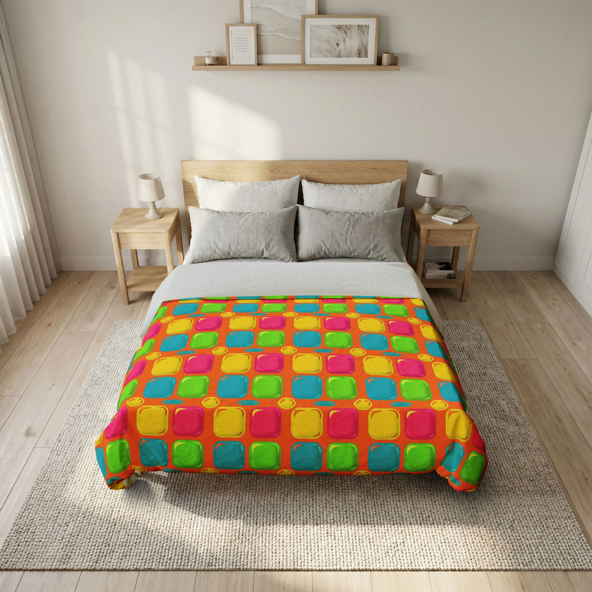Giant Puffy Glass Cushions Cotton Duvet Cover – Hot Citrus Festive