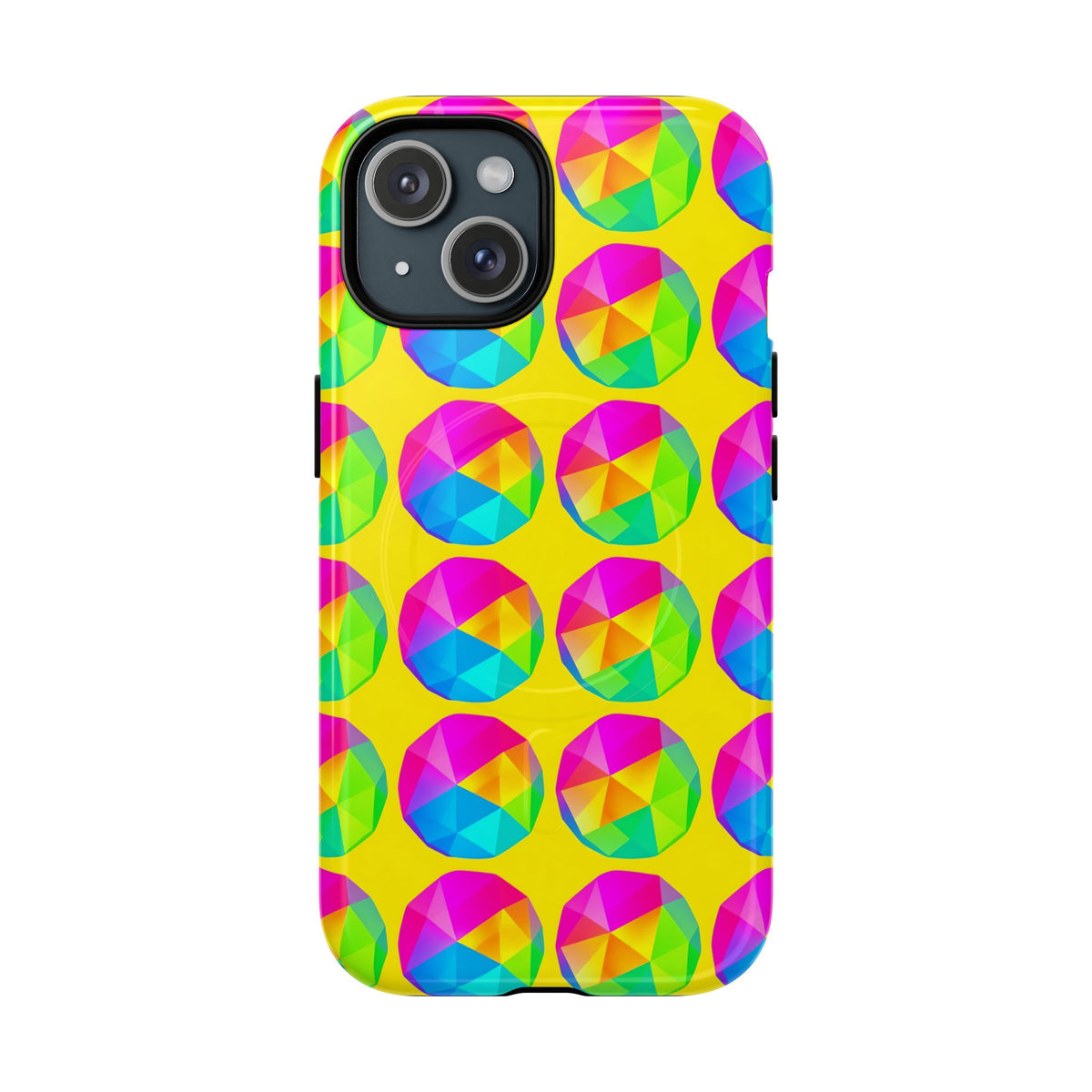 Holo Pebble Prisms Magnetic Tough iPhone Case – Iridescent Geometric Pattern