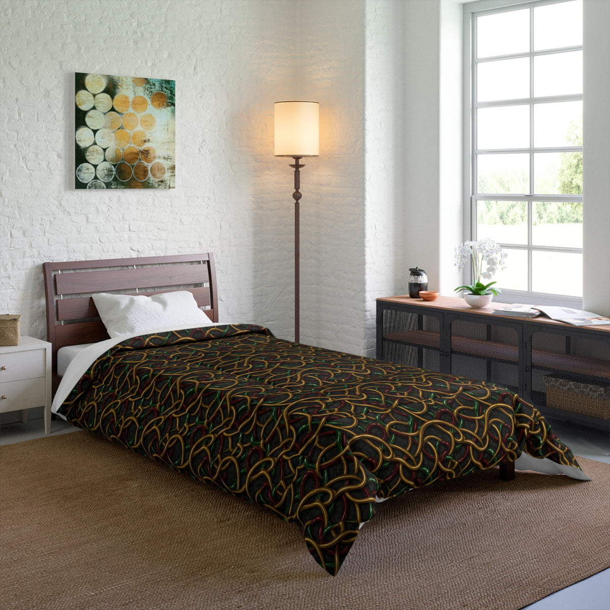Jewel Metal Weave Comforter – Holographic-Look Metal Pattern