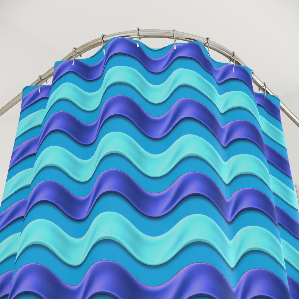 Satin Wave Bands Shower Curtain – Ice Jewel