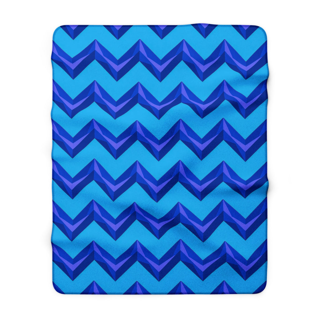 Broad Cut-Gem Chevrons Sherpa Fleece Blanket – Ice Jewel