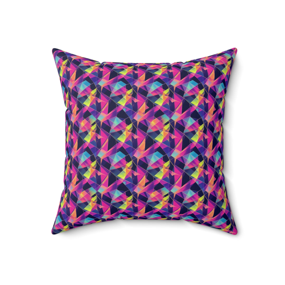 Prism Shard Cubist Faux Suede Cushion – Holographic-Look Geometric Pattern