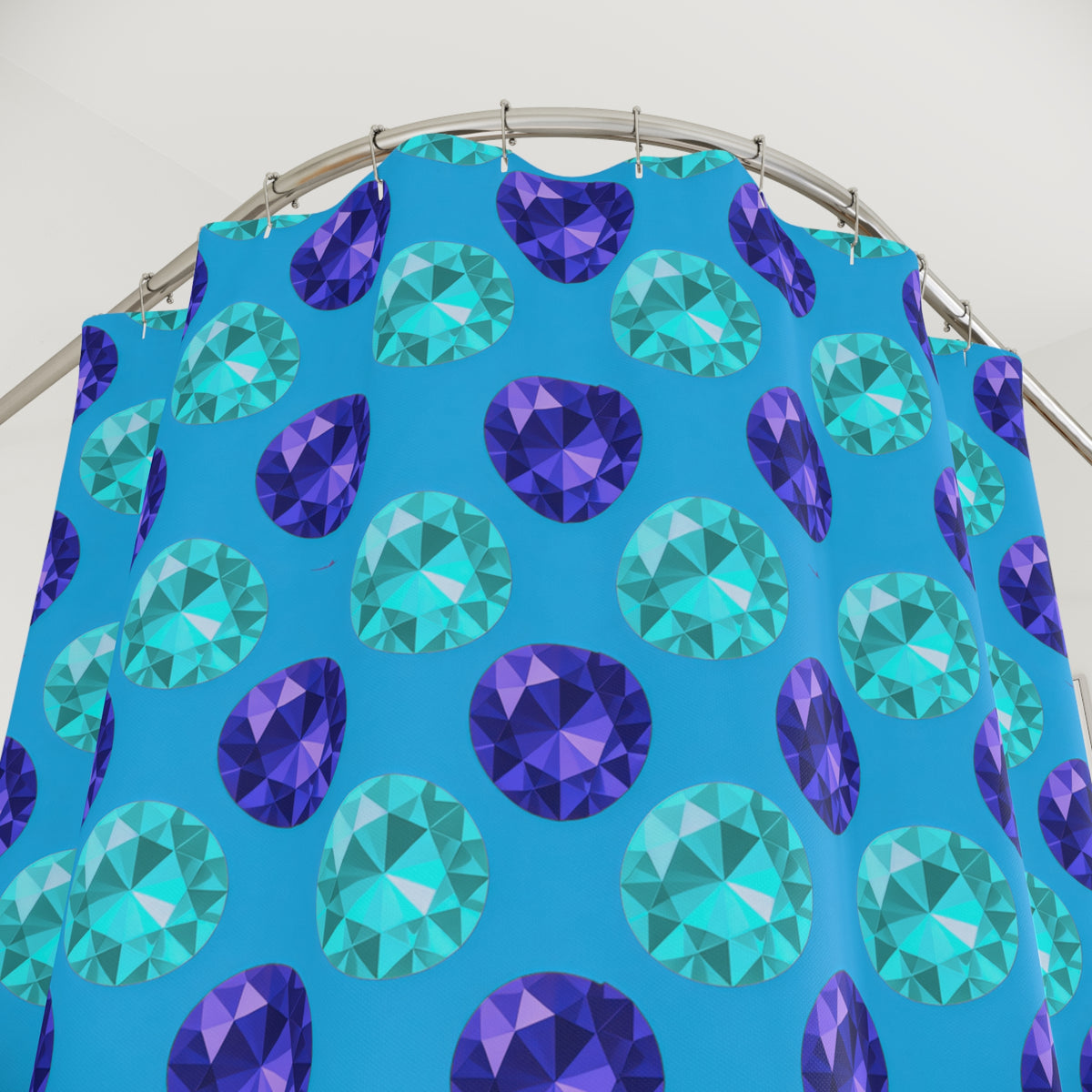 Half-Drop Gem Grid Shower Curtain – Ice Jewel