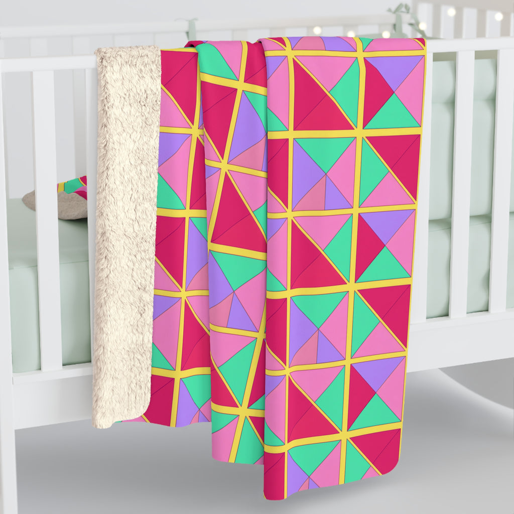 Split Square Fiesta Sherpa Fleece Blanket – Candy Pop on Raspberry