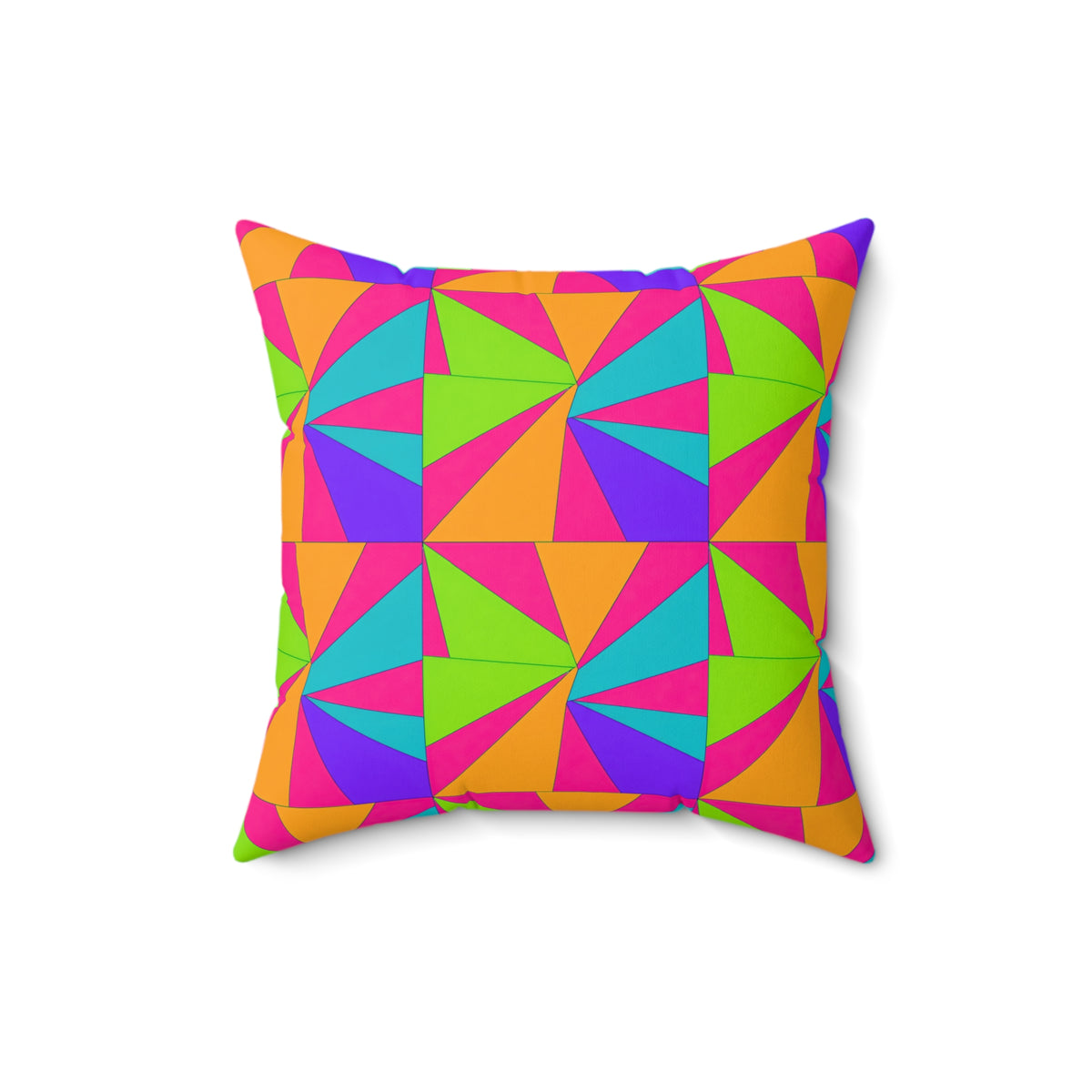 Cubist Sunburst Blocks Faux Suede Cushion – Tropical Punch