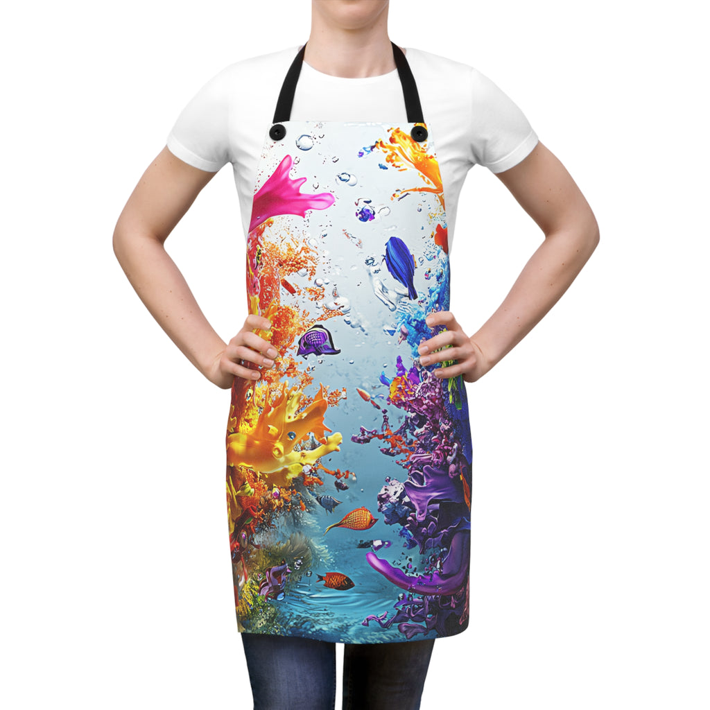 Rainbow Reef Bloom Apron – Underwater Splash Art
