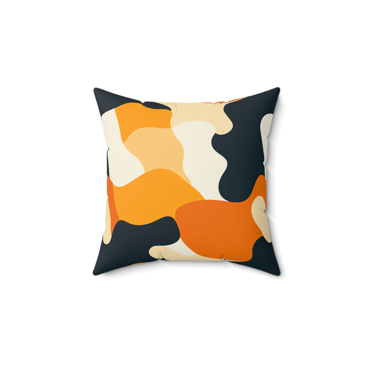 Orange Blob Camo Faux Suede Cushion – Abstract Shapes Pattern