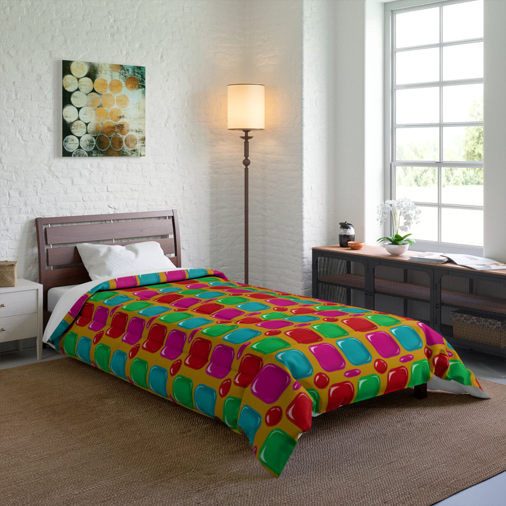Giant Puffy Glass Cushions Comforter – Glossy Candy Glass Pattern