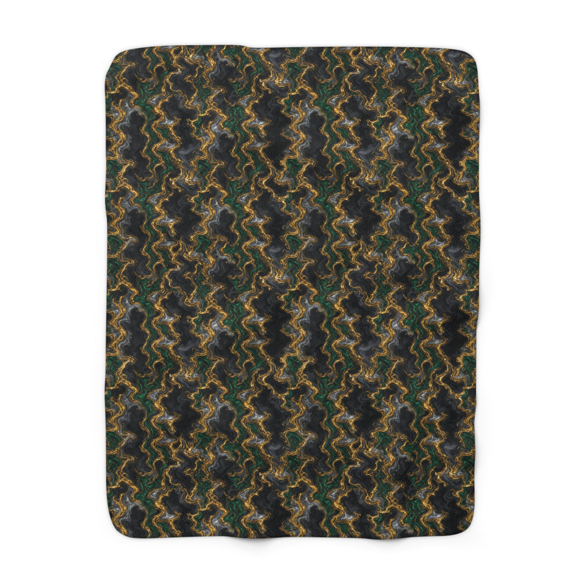 Molten Gold Marble Sherpa Fleece Blanket – Iridescent Fluid Pattern