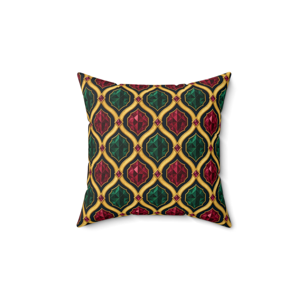 Radiant Gold Lattice Faux Suede Cushion – Art Deco Pattern