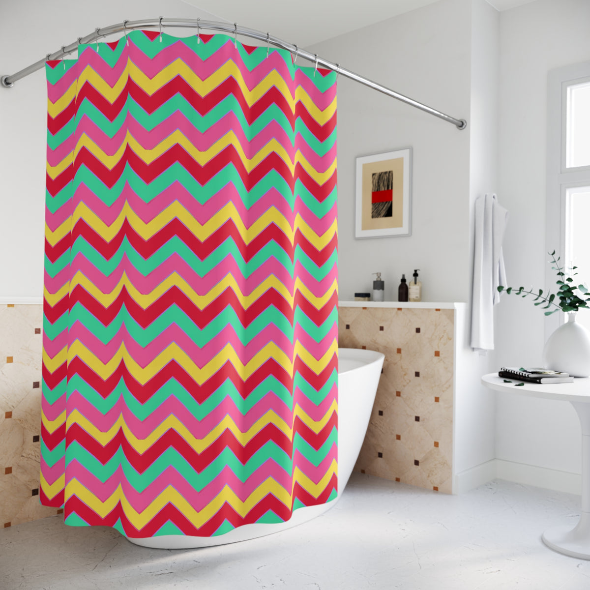 Jewel Chevron Bands Shower Curtain – Candy Christmas