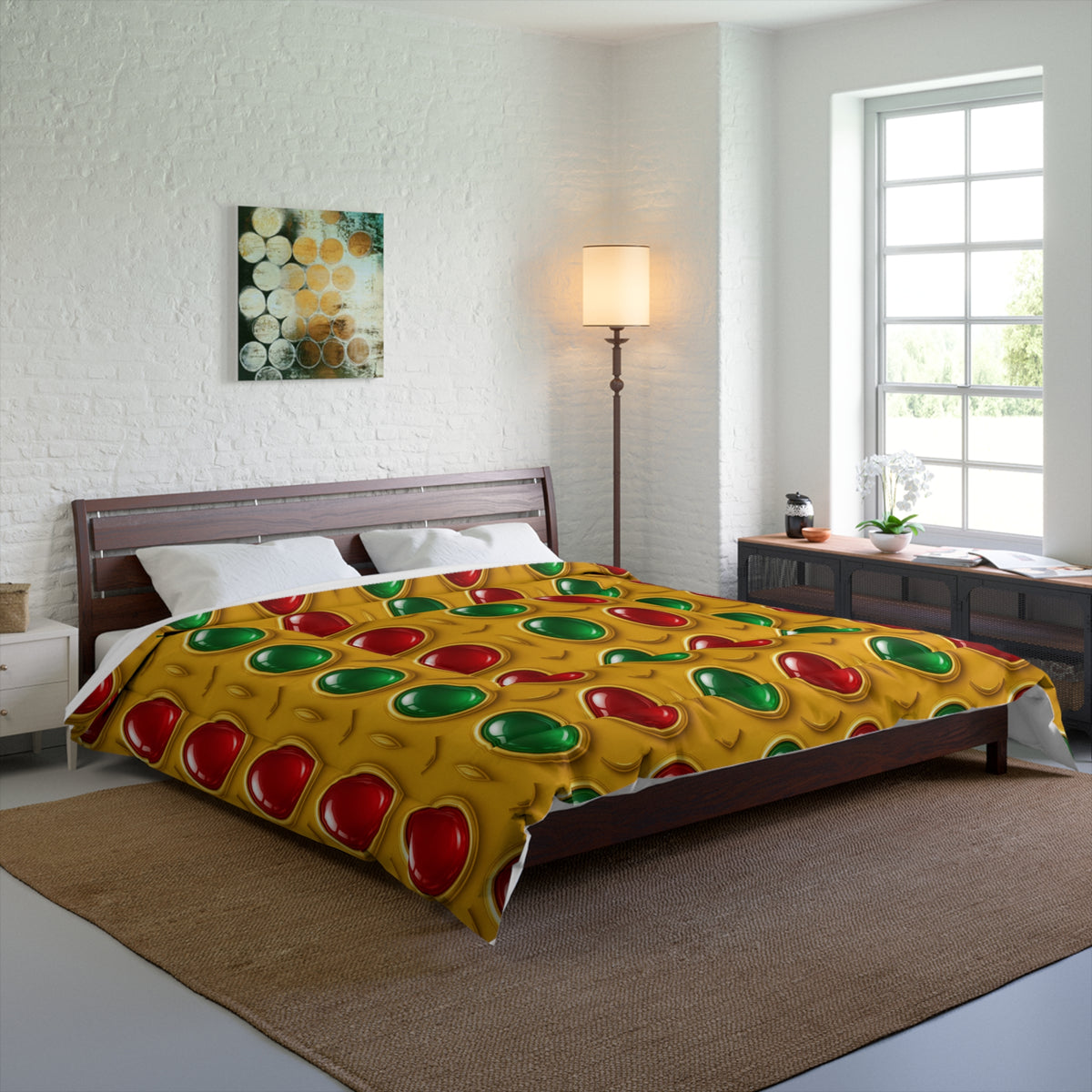 Grand Gold Cabochon Frames II Comforter – Cabochon Geometric Pattern