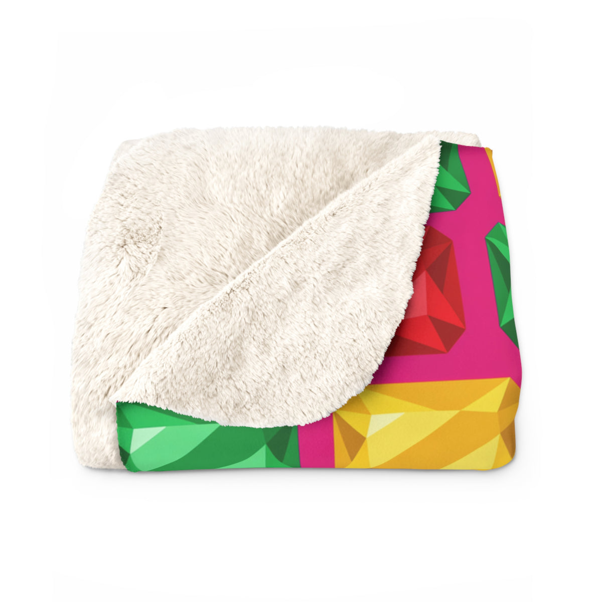 Big Stacked Gem Bars Sherpa Fleece Blanket – Geometric Blocks Pattern