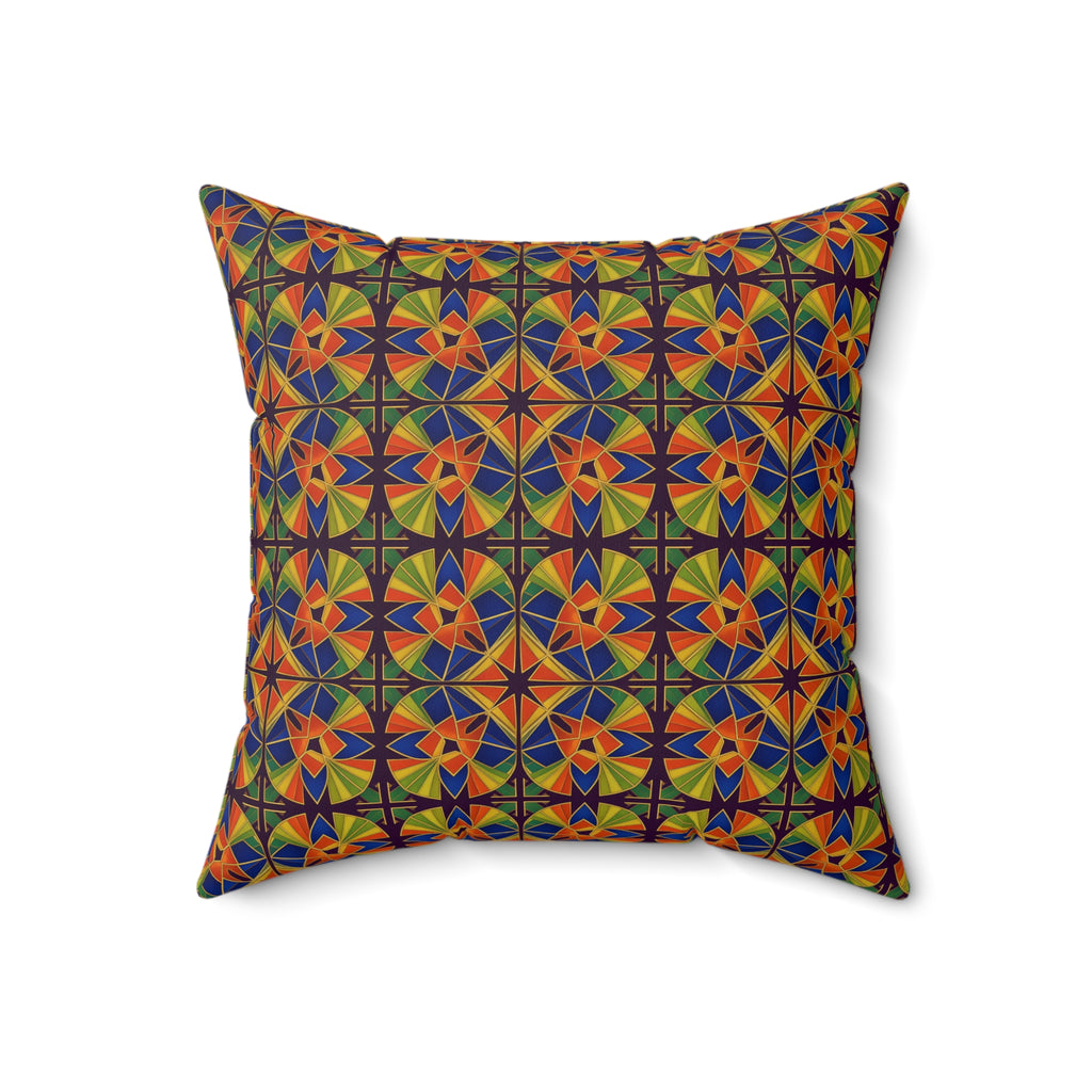 Kaleido Fan Quatrefoil Faux Suede Cushion – Kaleidoscopic Deco Pattern
