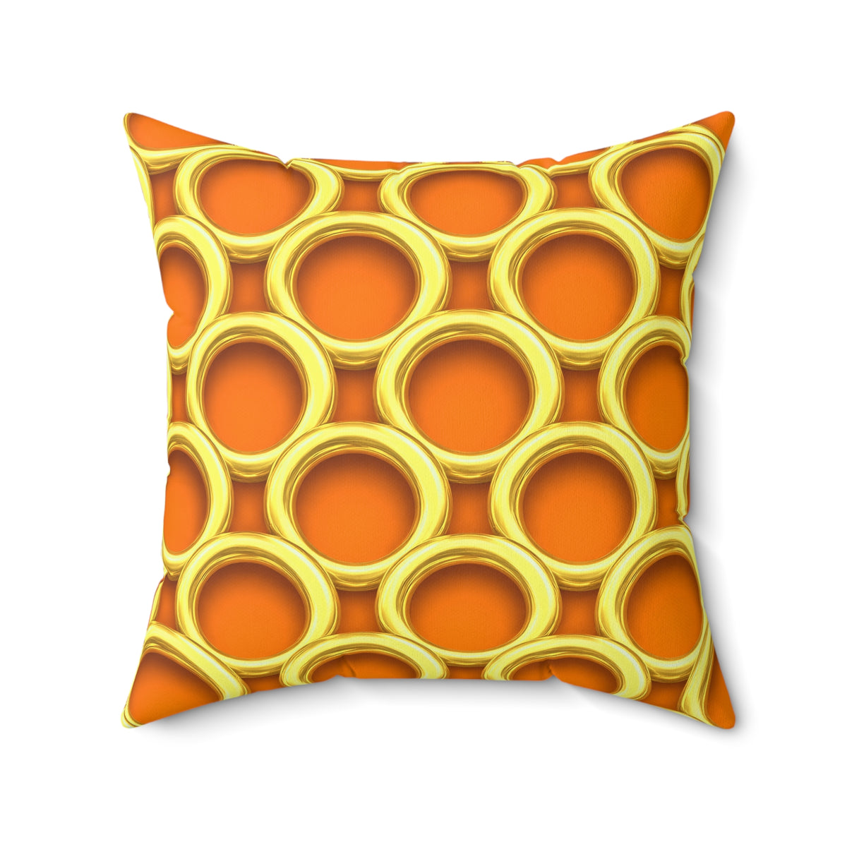 Big Gold Ring Weave Faux Suede Cushion – Hot Citrus Festive