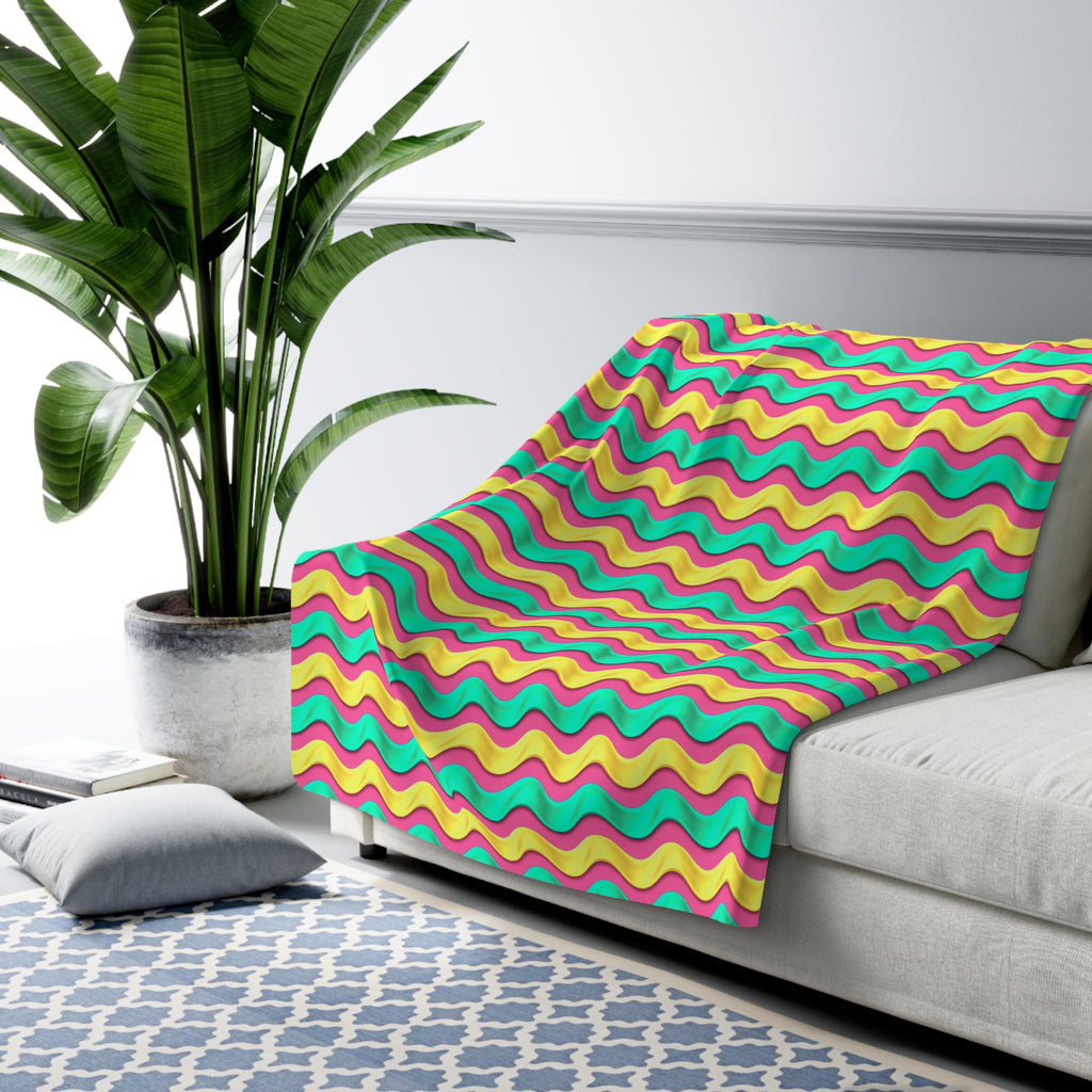 Satin Wave Bands Sherpa Fleece Blanket – Candy Christmas