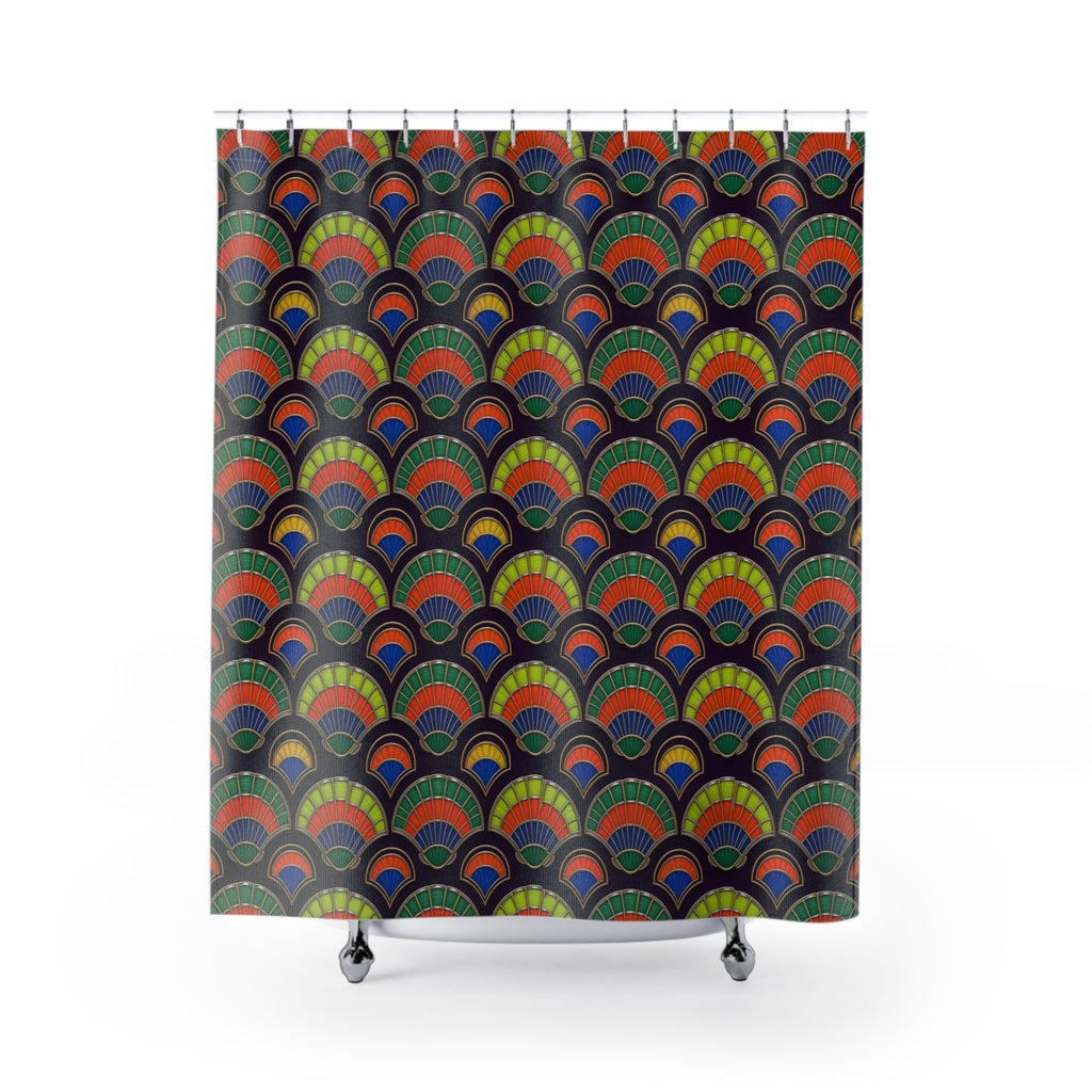 Deco Fan Scales Shower Curtain – Art Deco Geometric Pattern