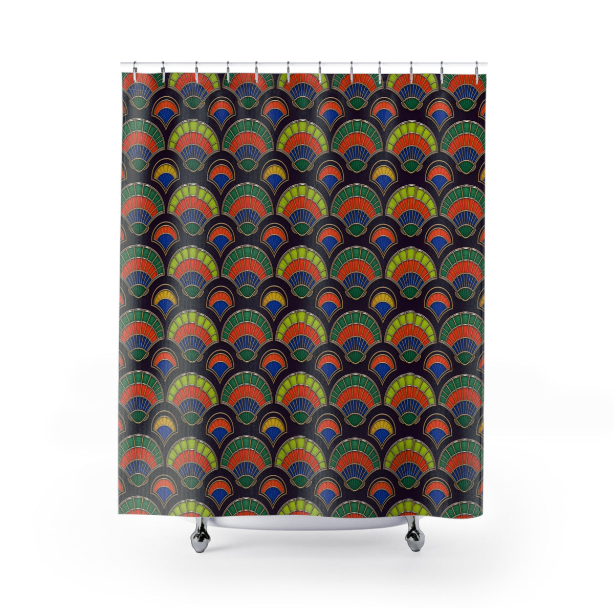 Deco Fan Scales Shower Curtain – Art Deco Geometric Pattern