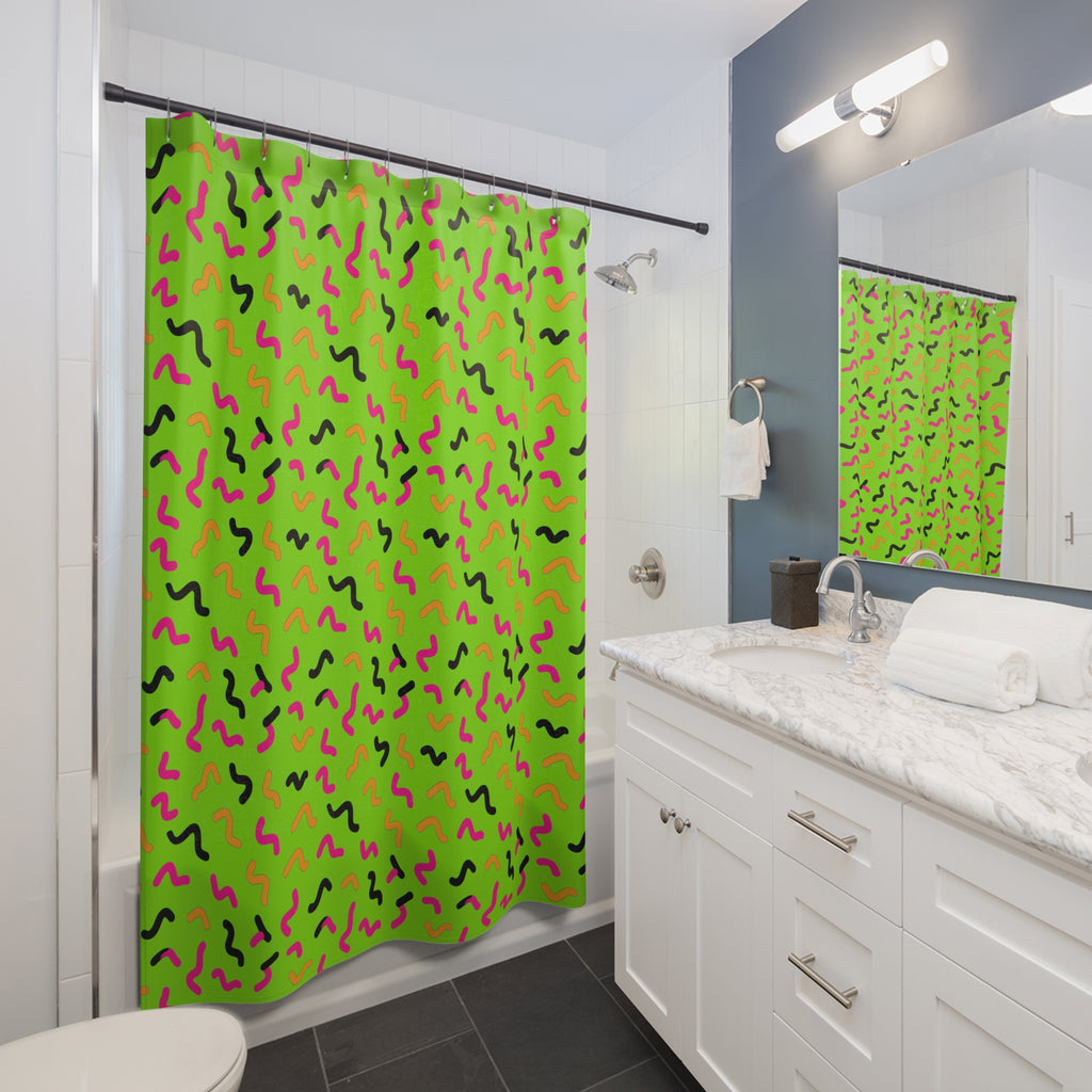 Squiggle Strokes Shower Curtain – Tropical Punch
