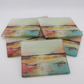 AI24079G Water colour Abstract minimalist Lanscape Scene  Square Glass Coasters- Set of 6, colourful, gift for all occasions.