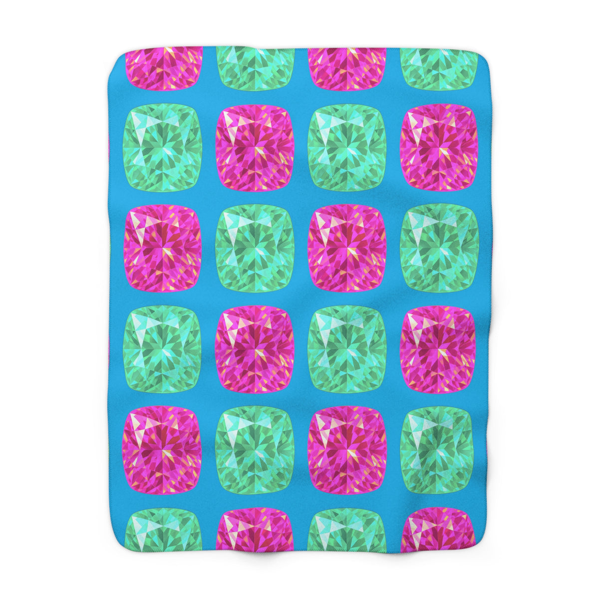 Giant Cut Gem Grid Sherpa Fleece Blanket – Ice Jewel