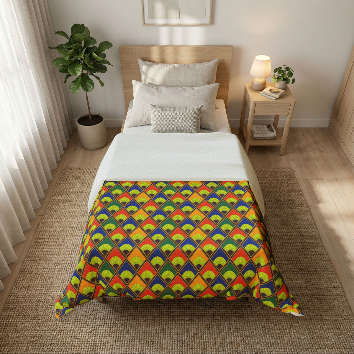 Fanfare Harlequin Cotton Duvet Cover – Art Deco Geometric Pattern