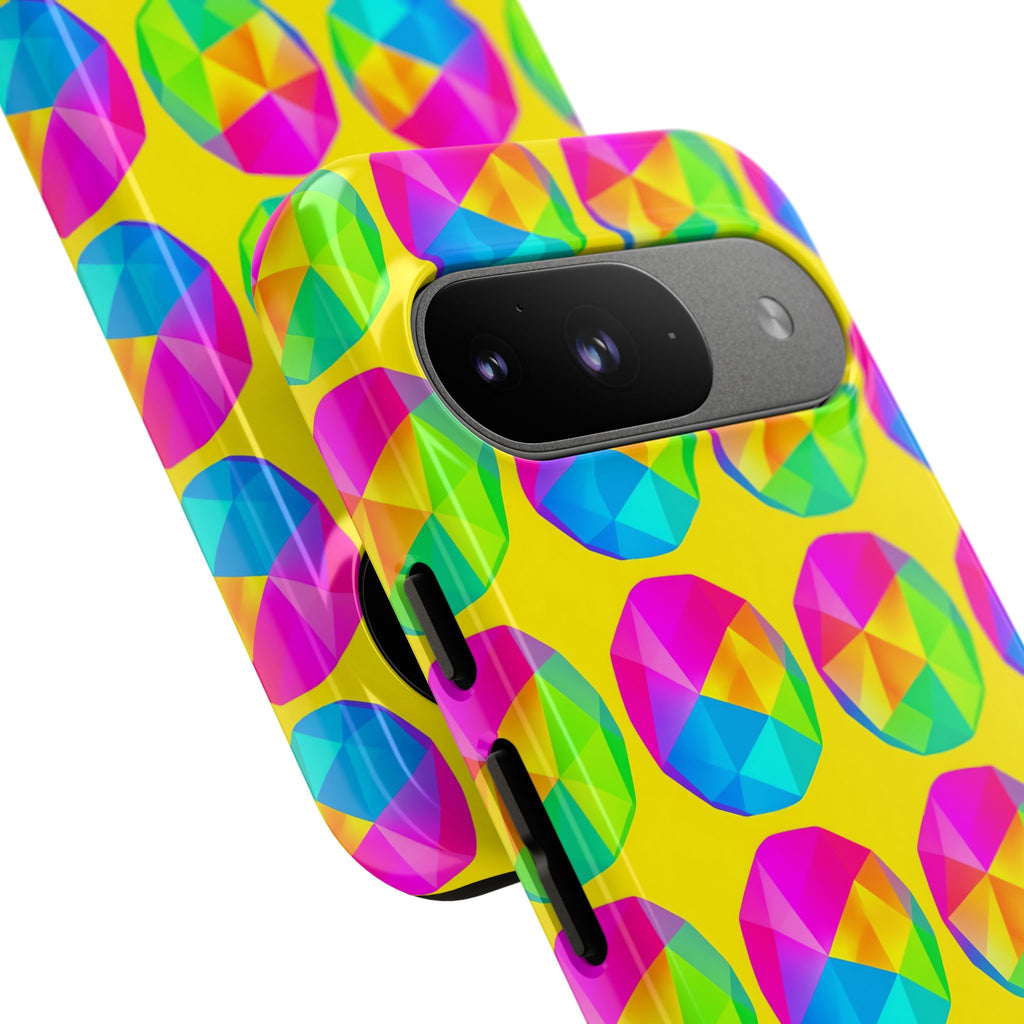 Holo Pebble Prisms Tough Phone Case – Iridescent Geometric Pattern