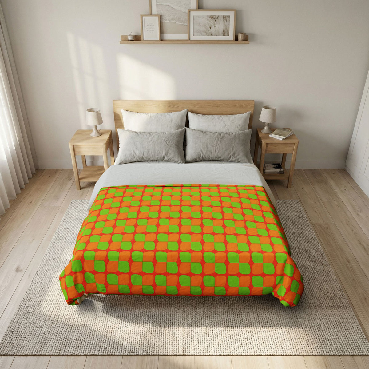 Bold Bulge Checker Cotton Duvet Cover – Hot Citrus