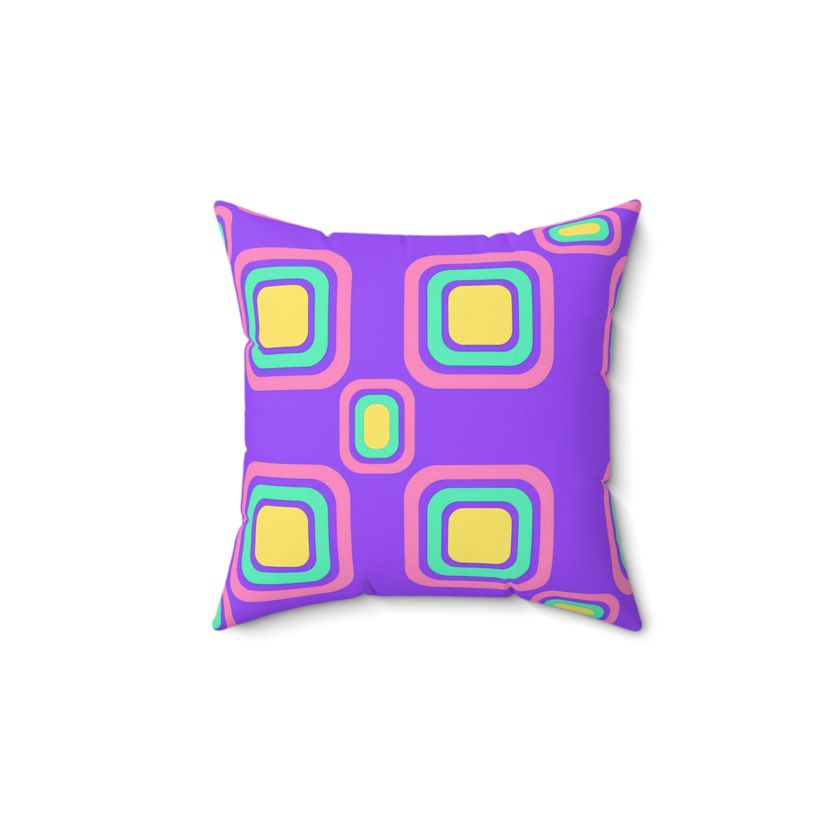 Big Ripple Squares Faux Suede Cushion – Candy Pastel on Grape