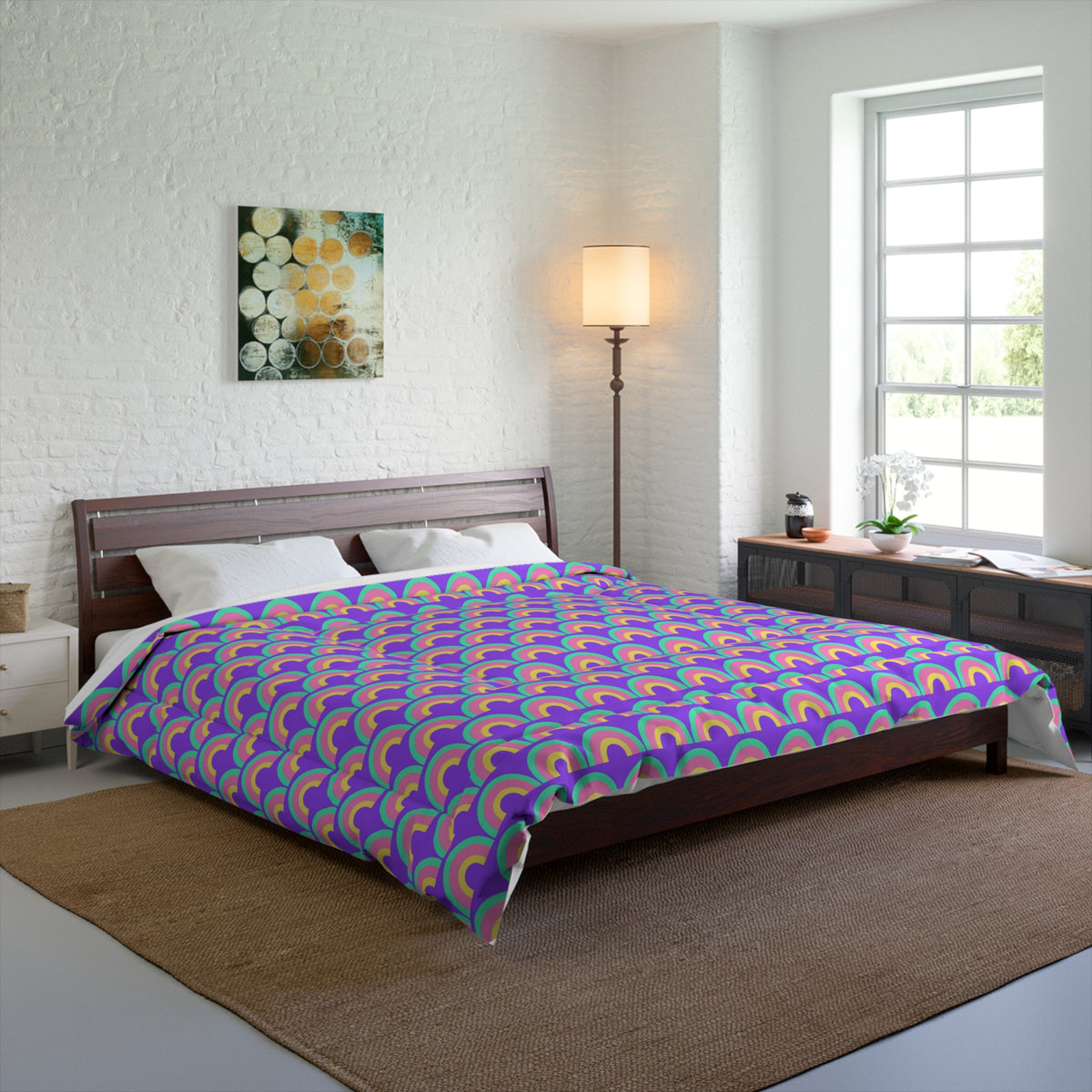 Chromatic Scallop Ripple Comforter – Candy Pastel on Grape