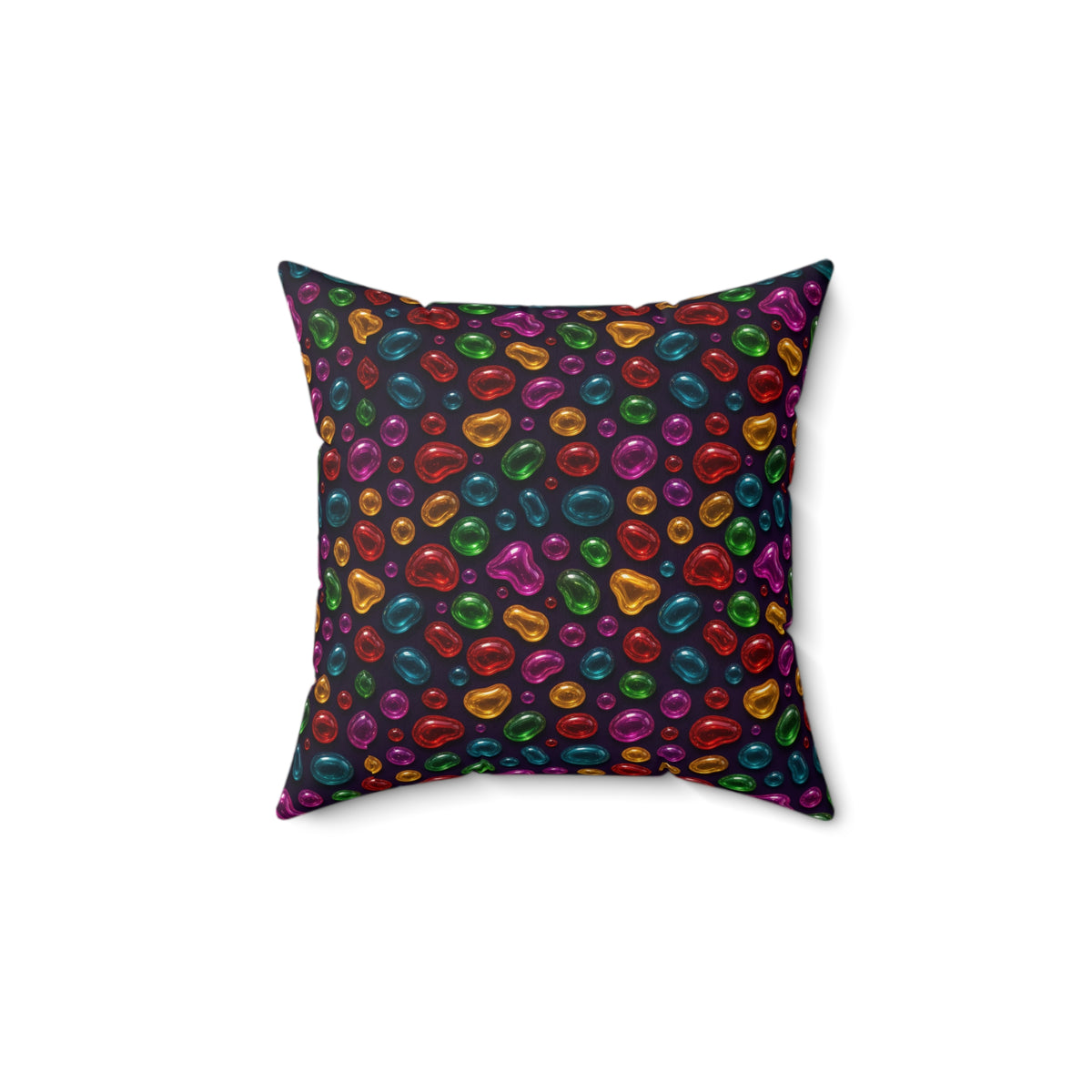 Jelly Glass Drops Faux Suede Cushion – Glossy 3D Abstract Pattern