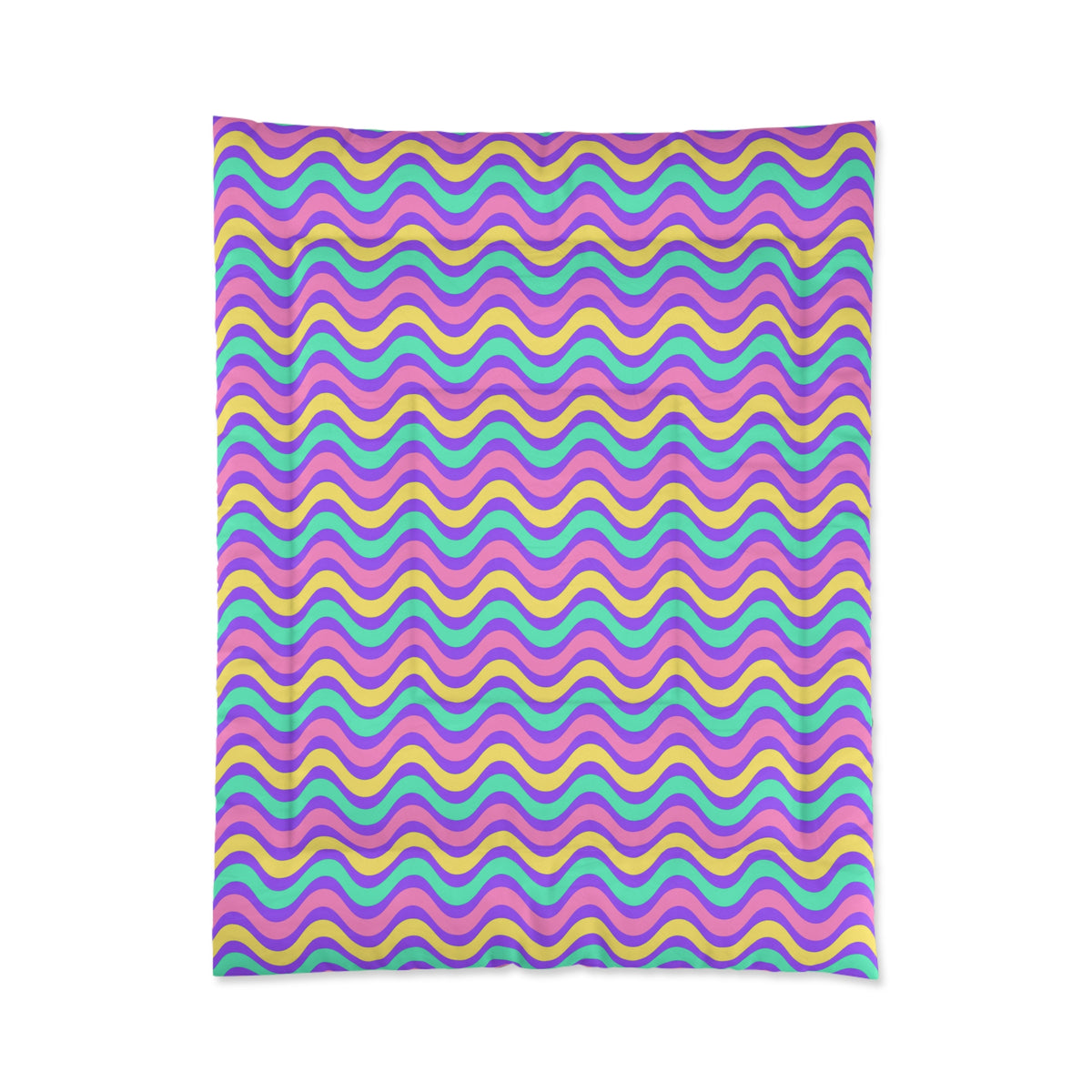 Wide Wave Interference Comforter – Candy Pastel on Grape