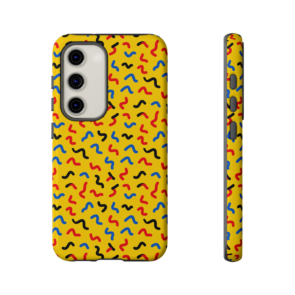 Squiggle Strokes Yellow Tough Phone Case – Bold Primary Abstract Pattern
