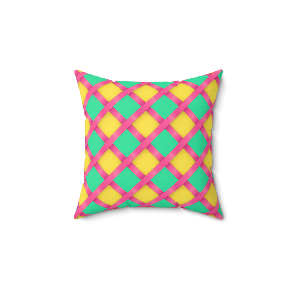 Broad Gold Diamond Trellis Faux Suede Cushion – Candy Christmas