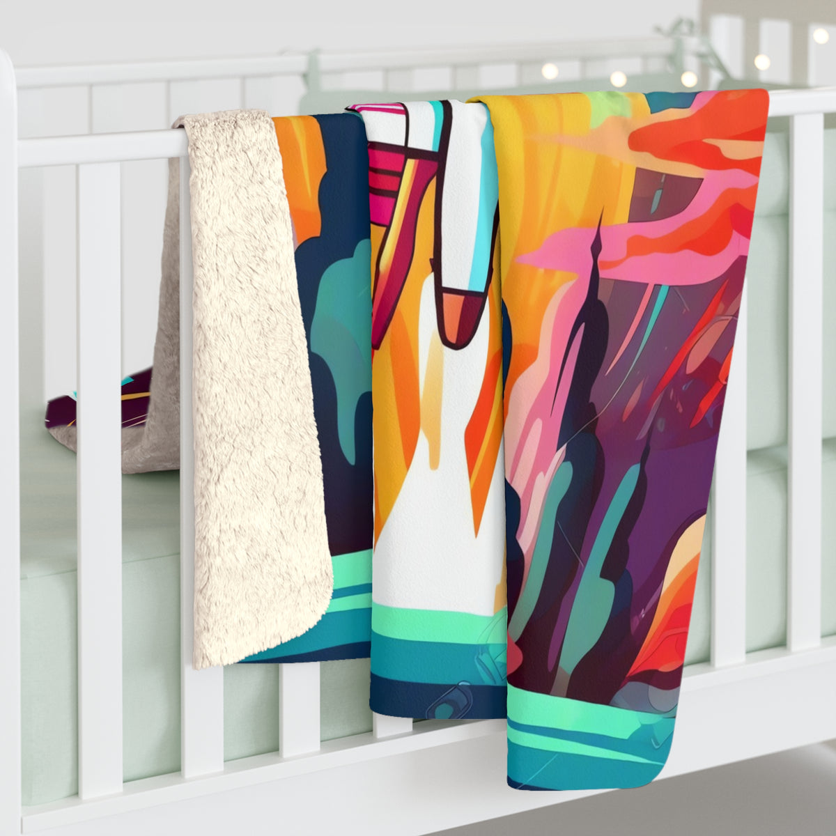 Retro Rocket Launch Sherpa Fleece Blanket – Retro Space Art