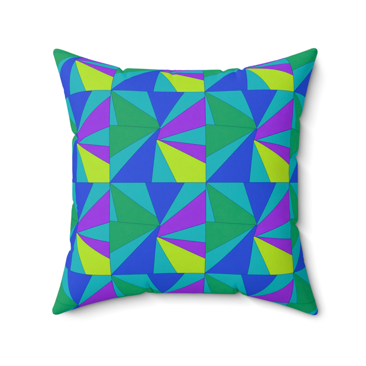 Cubist Sunburst Blocks Faux Suede Cushion – Peacock Jewel