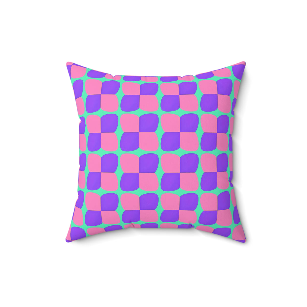 Bold Bulge Checker Faux Suede Cushion – Candy Pastel on Grape