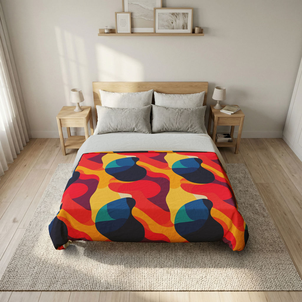 Bold Blob Camo Cotton Duvet Cover – Abstract Shapes Pattern