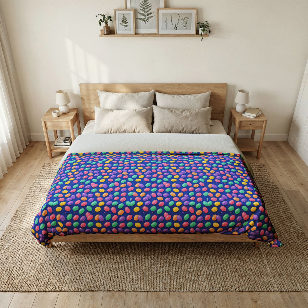 Jelly Bean Scatter Cotton Duvet Cover – Soft Abstract Pattern