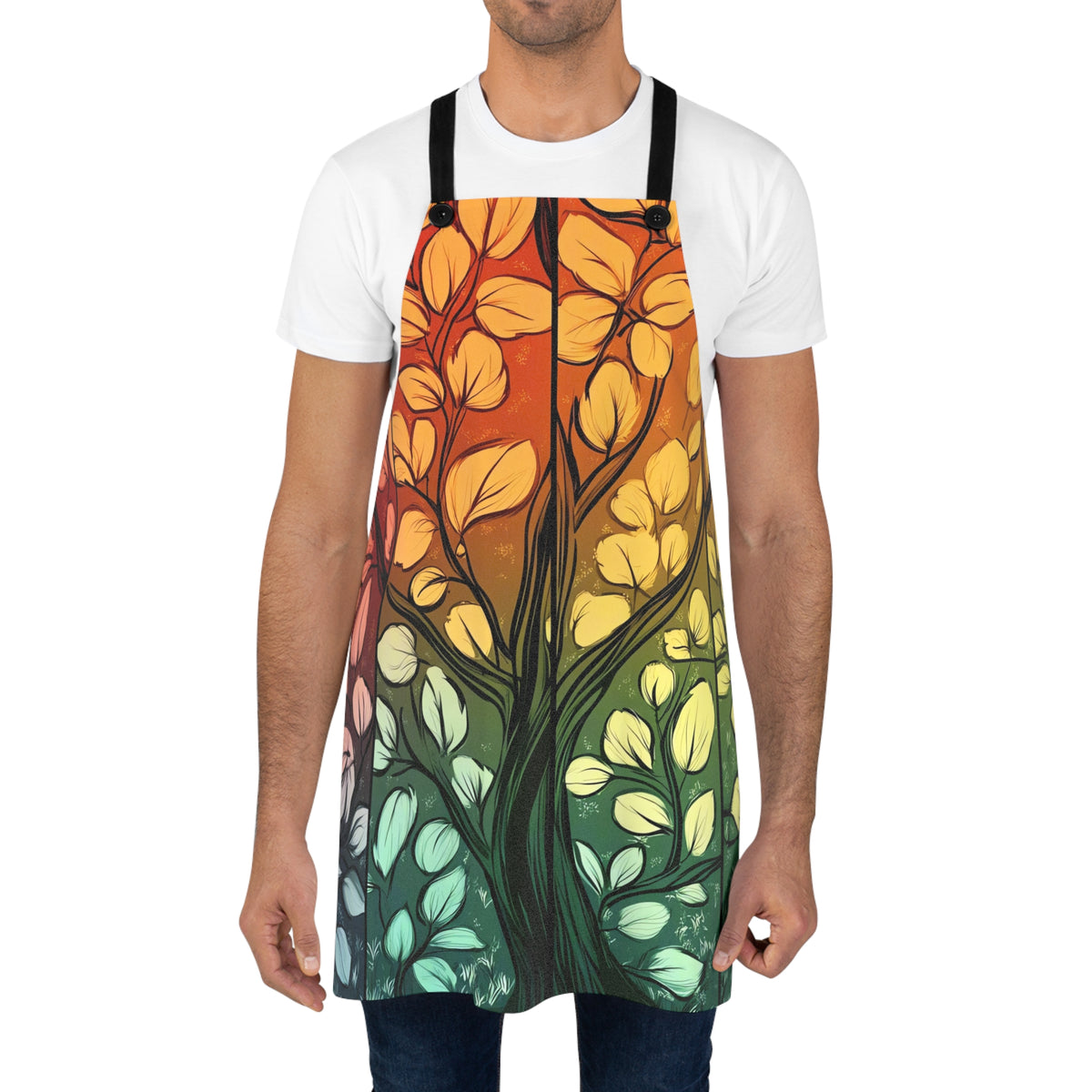 Stained Glass Autumn Tree Apron – Stained-Glass Style Art