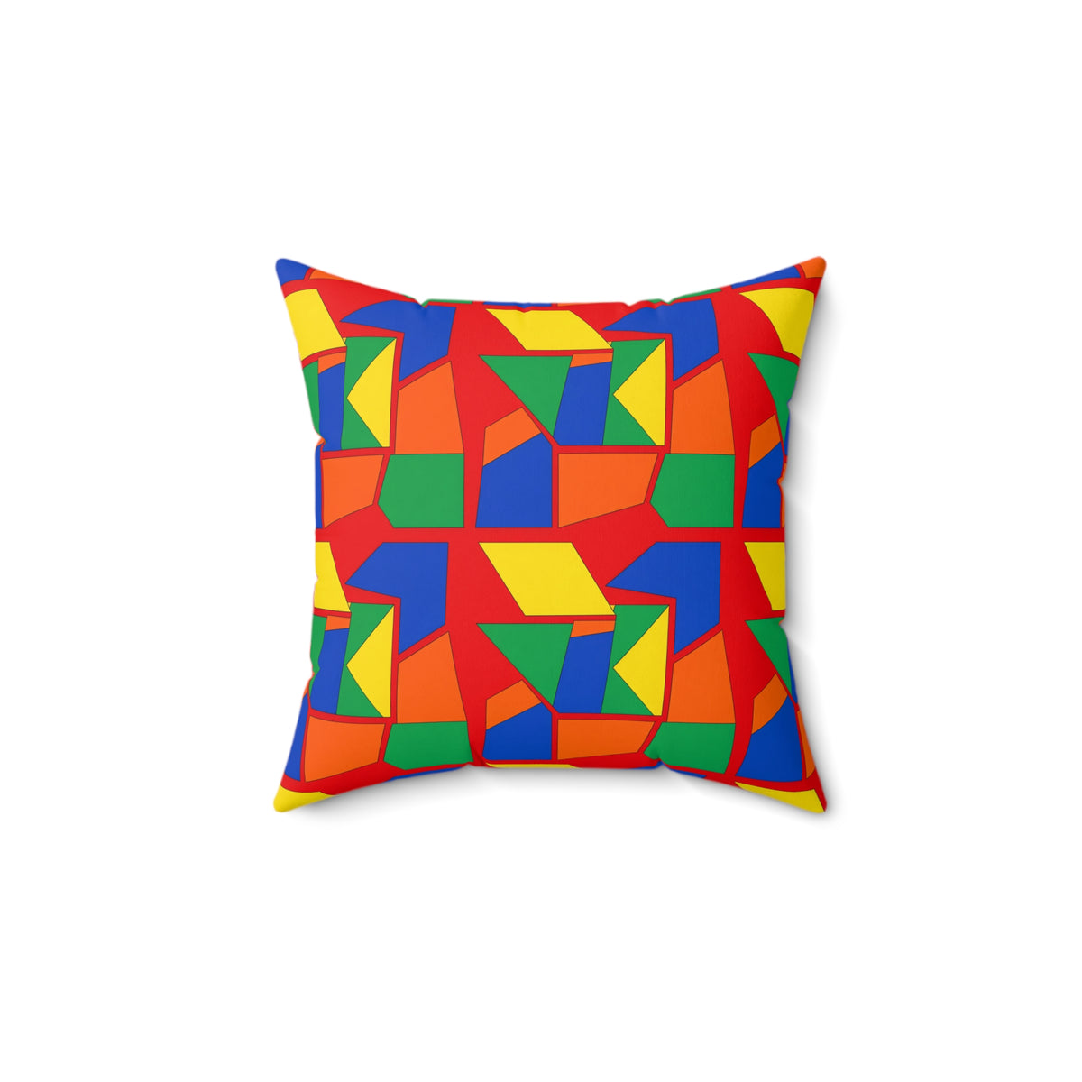 Cubist Block Quilt Faux Suede Cushion – Cubist Geometric Pattern