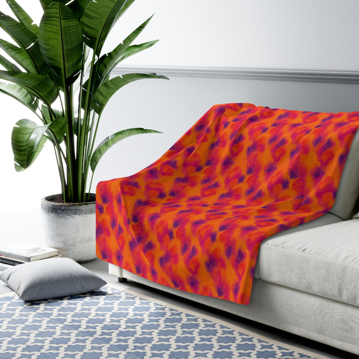 Granulated Colour Pools Sherpa Fleece Blanket – Watercolour Bleed Pattern