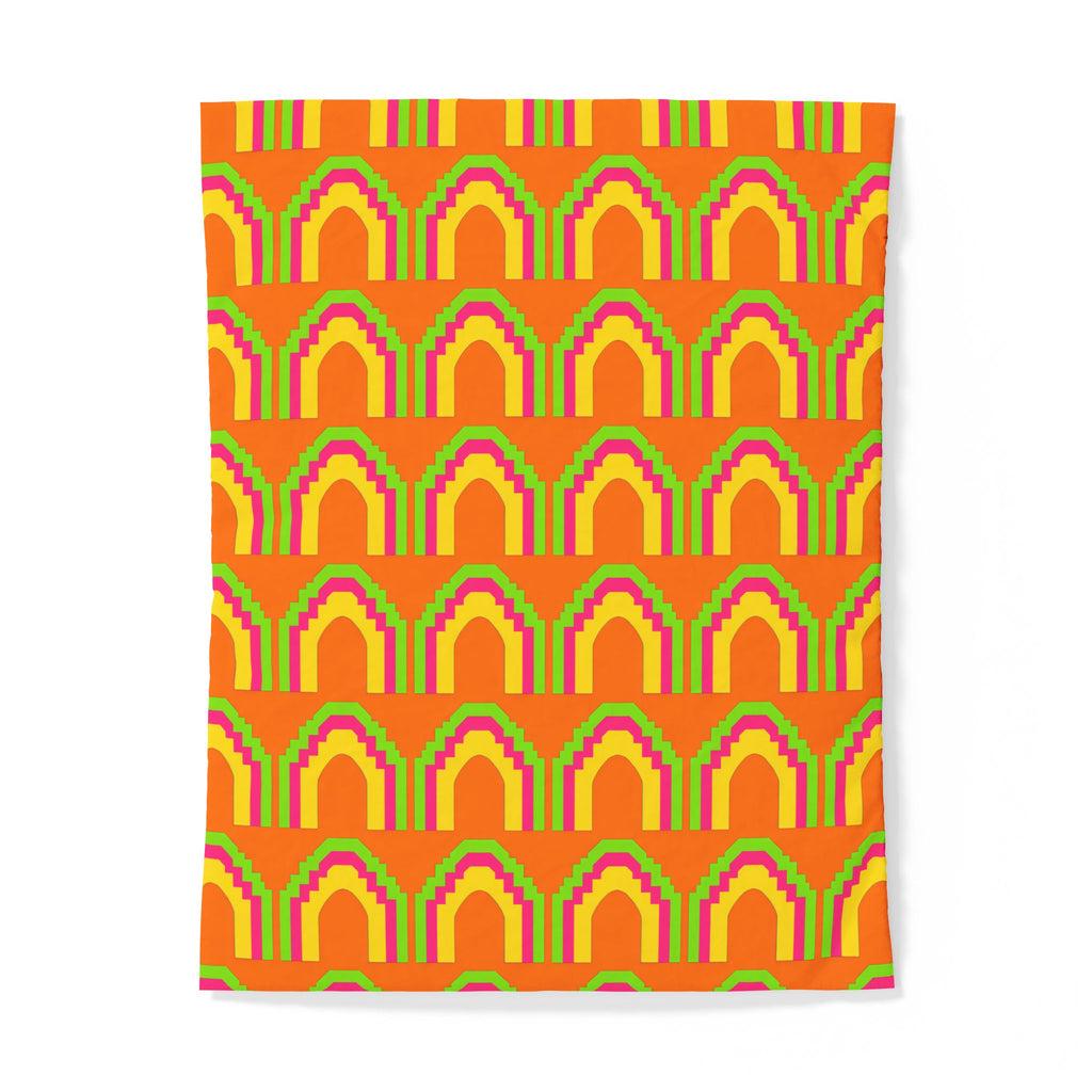 Grand Stepped Arches Cotton Duvet Cover – Hot Citrus Festive