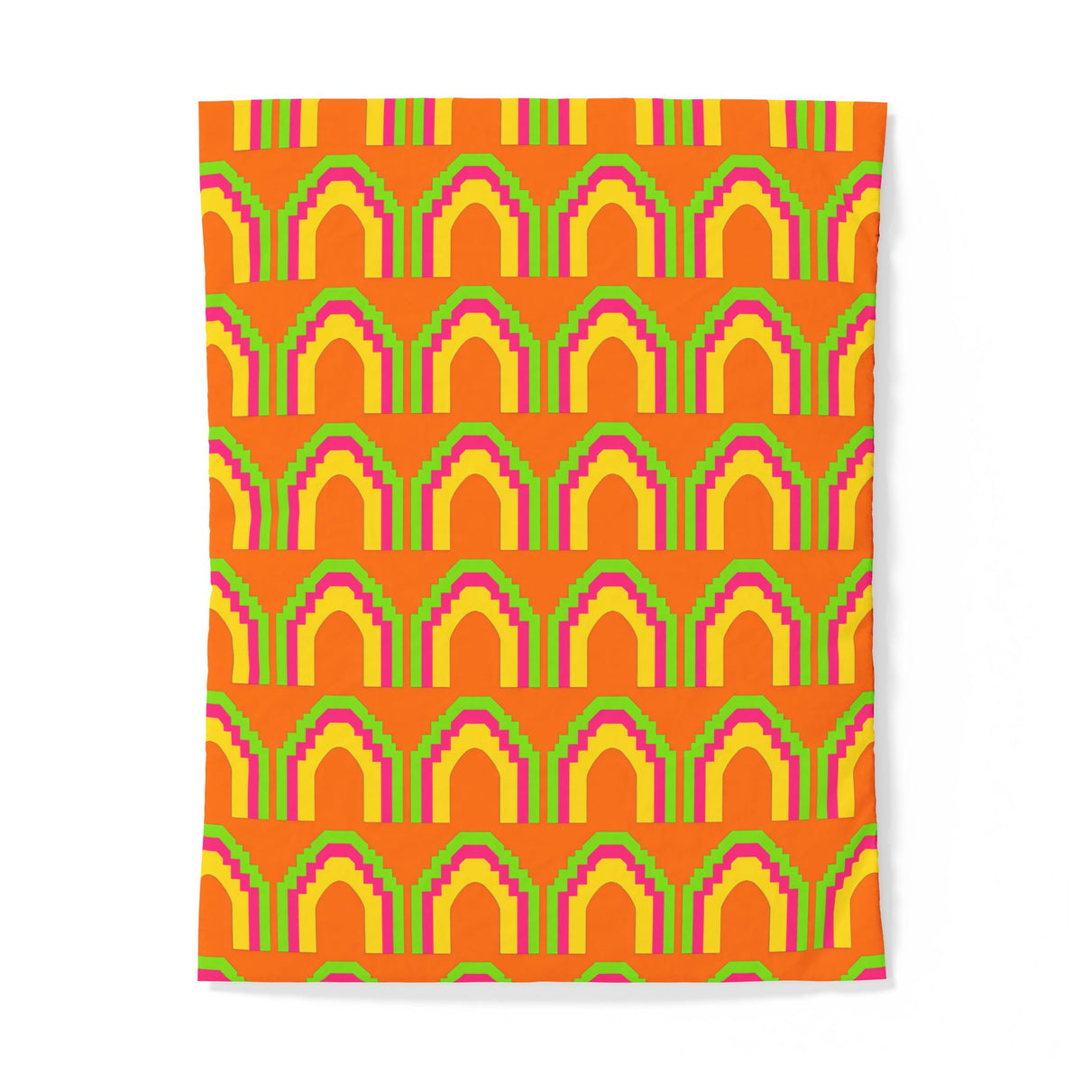 Grand Stepped Arches Cotton Duvet Cover – Hot Citrus Festive