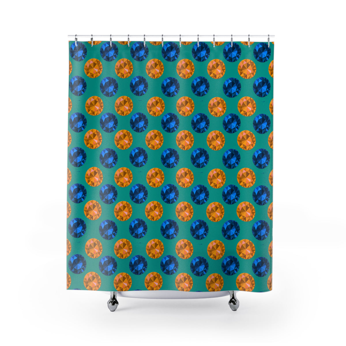 Half-Drop Gem Grid Shower Curtain – Peacock Jewel