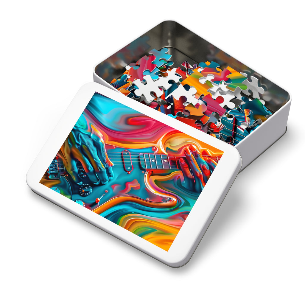 Psychedelic Guitar Hands Jigsaw Puzzle with Tin – Psychedelic Music Art