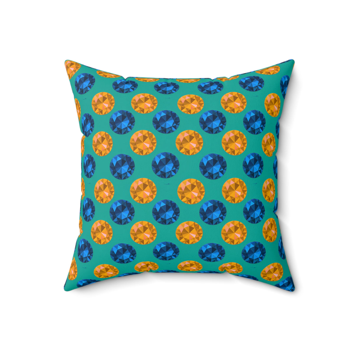 Half-Drop Gem Grid Faux Suede Cushion – Peacock Jewel