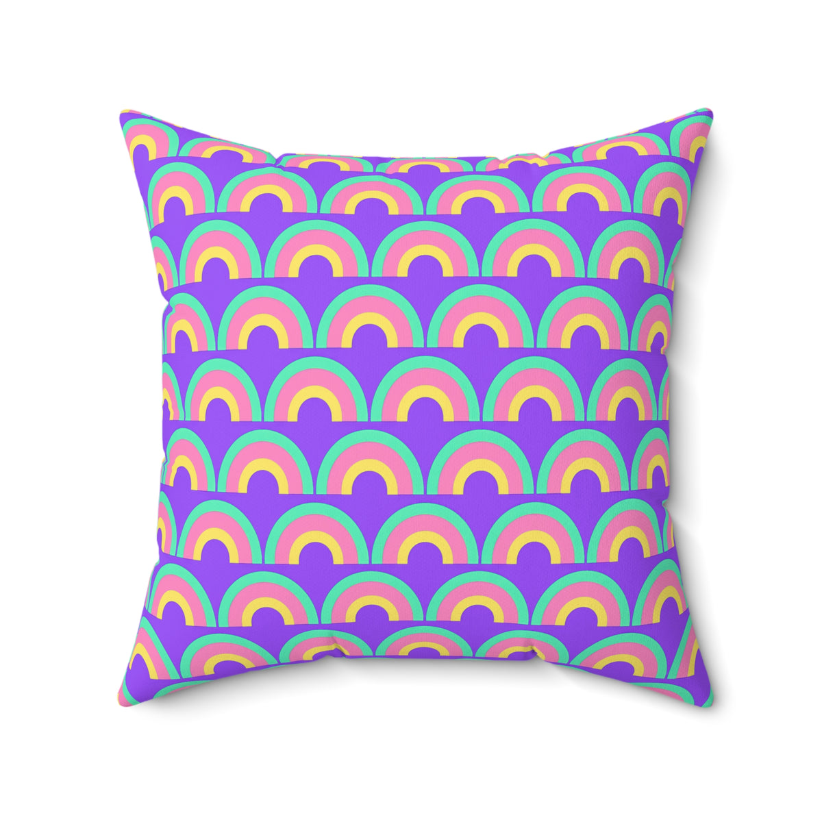 Chromatic Scallop Ripple Faux Suede Cushion – Candy Pastel on Grape