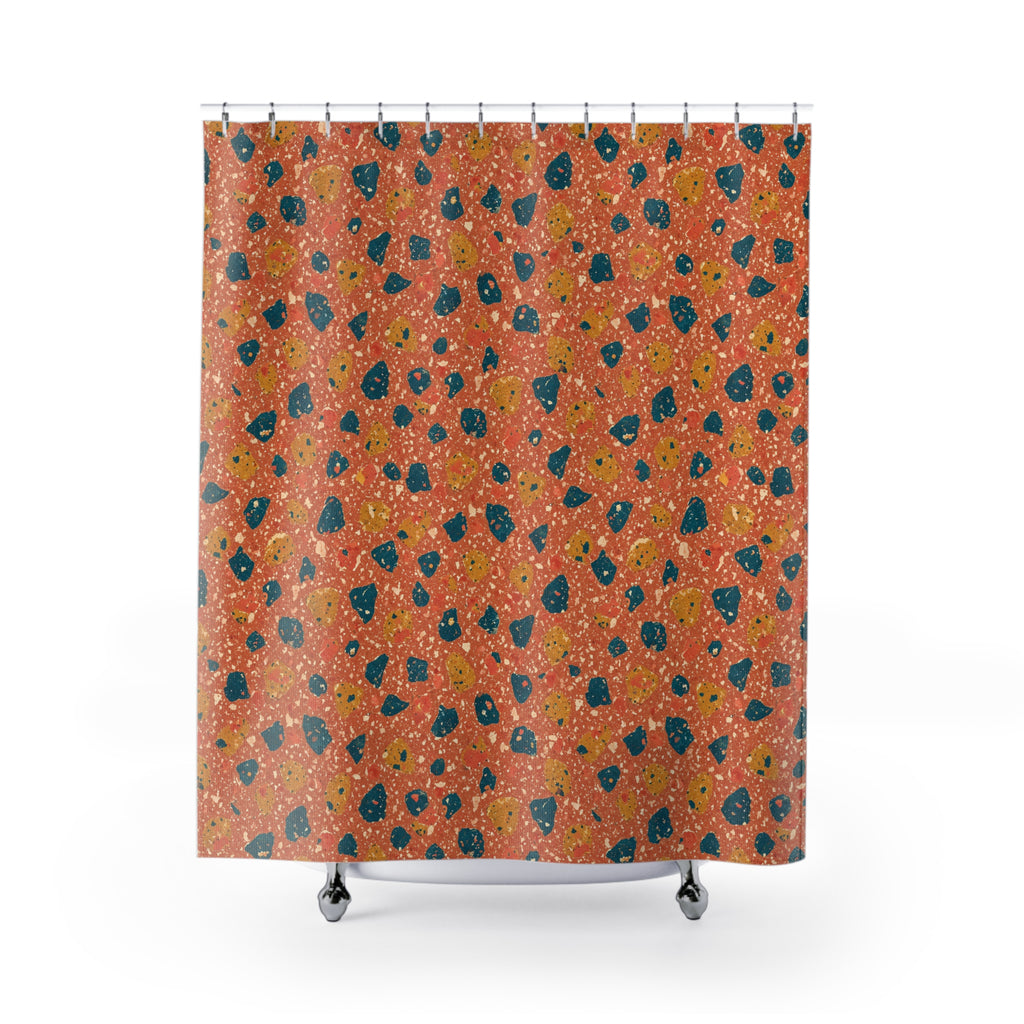 Two-Scale Chips Shower Curtain – Abstract Chip Pattern Pattern